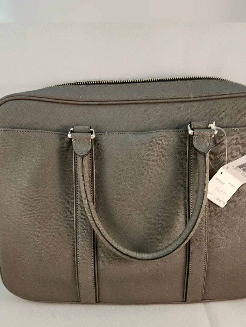 Coach Gray Men’s Leather Brief Tote! NWT!